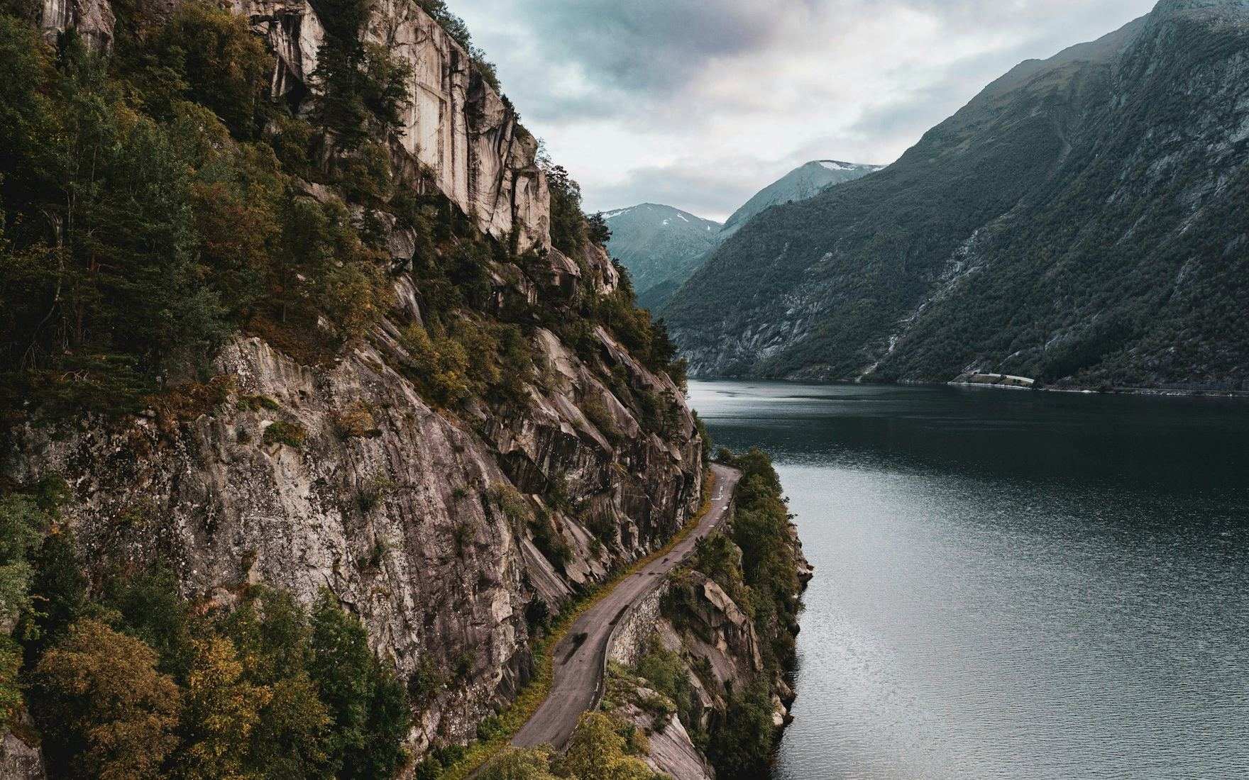 A fjord road at dusk